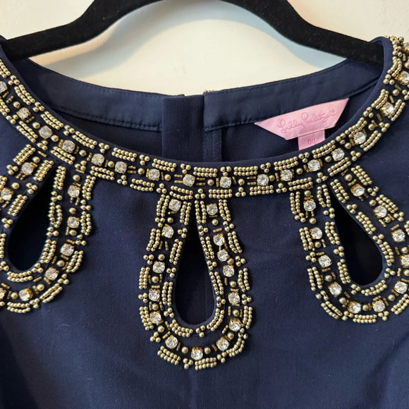 Lilly Pulitzer Beaded Embellished Dress Blue Size 00 - Picture 4 of 7